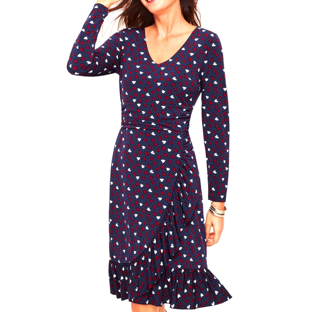 NWOT Talbots Heart Print Jersey Sheath Dress
